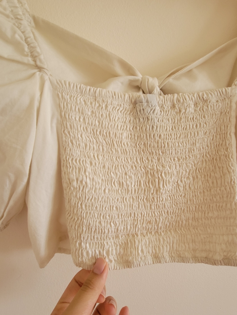 VERO MODA Cream Sweetheart Tie-Knot Blouse Top - Picture 7 of 8